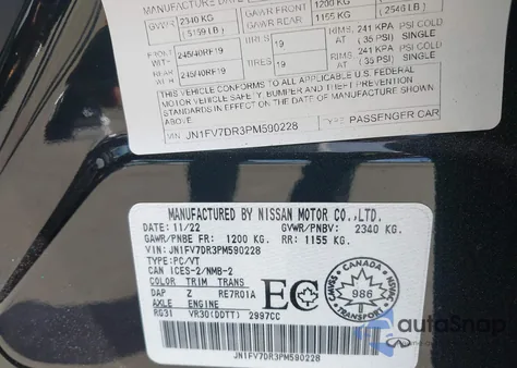 2023 Infiniti Q50 Red Sport 400 Awd from USA, damaged, VIN JN1FV7DR3PM590228